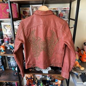 Vintage Harley-Davidson Red Leather Jacket Women’s XS Winged Studded